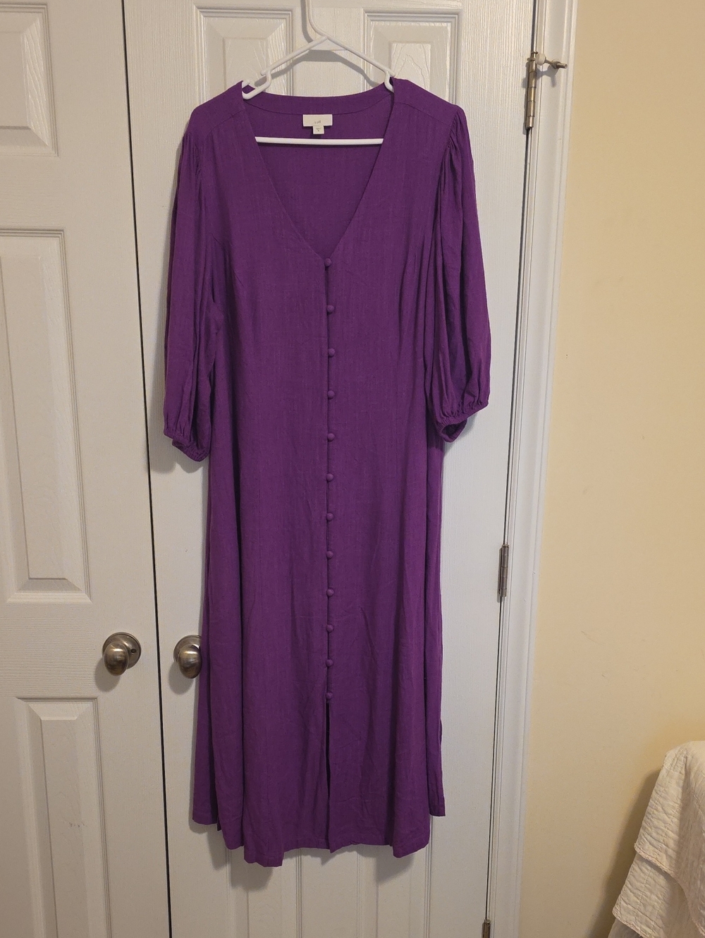 J. JILL Linen Blend Button-down Midi Dress - Size XL